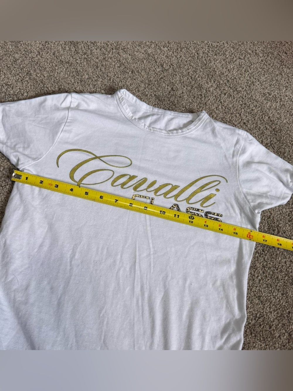 Roberto Cavalli White Cavalli Class t-shirt with gold glitter logo - Picture 5 of 5